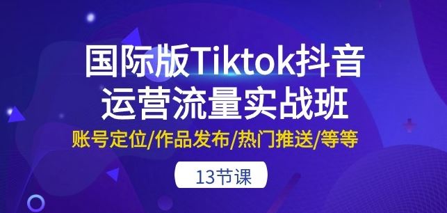 国际版Tiktok抖音运营流量实战班：账号定位/作品发布/热门推送/等等-13节-泡芙轻资产网创