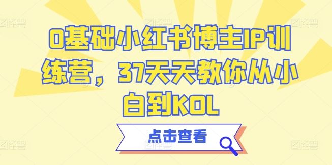 0基础小红书博主IP训练营，37天天教你从小白到KOL-泡芙轻资产网创