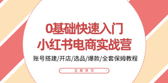 0基础快速入门小红书电商实战营：账号搭建/开店/选品/爆款/全套保姆教程-泡芙轻资产网创