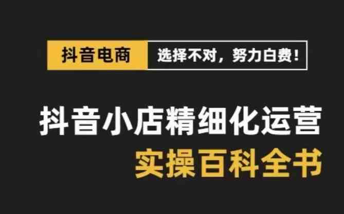 抖音小店精细化运营百科全书，保姆级运营实战讲解（更新）-泡芙轻资产网创