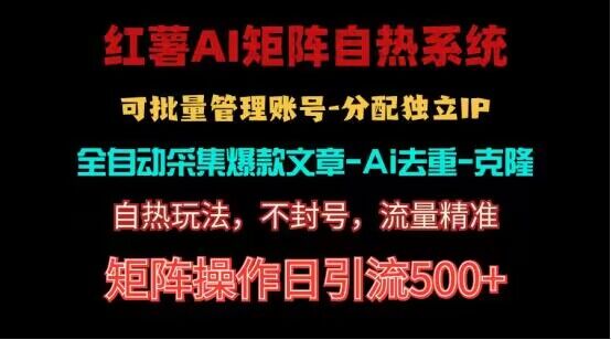 红薯矩阵自热系统，独家不死号引流玩法！矩阵操作日引流500+-泡芙轻资产网创