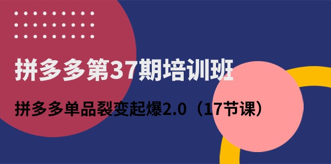 （10835期）拼多多第37期培训班：拼多多单品裂变起爆2.0（17节课）-泡芙轻资产网创