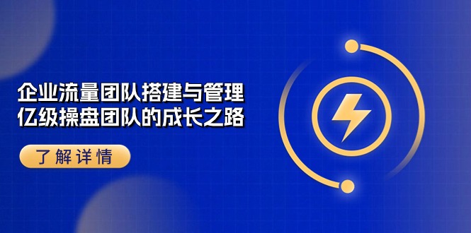 企业流量团队搭建与管理，亿级操盘团队的成长之路（28节课）-泡芙轻资产网创