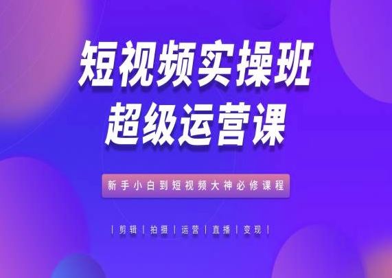 短视频实操班超级运营课，新手小白到短视频大神必修课程-泡芙轻资产网创