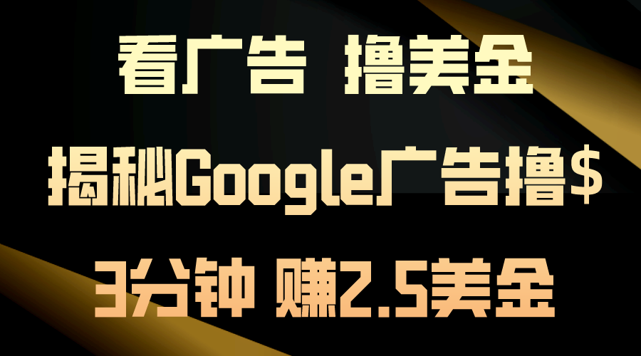 （10912期）看广告，撸美金！3分钟赚2.5美金！日入200美金不是梦！揭秘Google广告…-泡芙轻资产网创