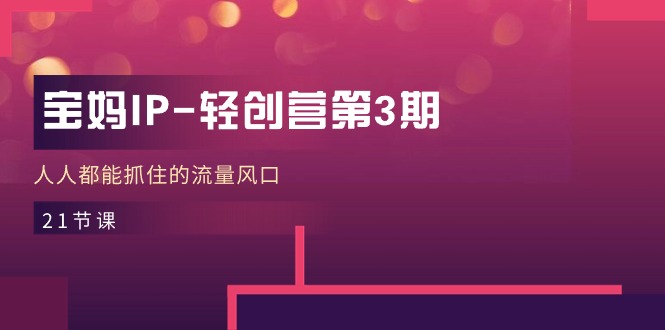 （11042期）宝妈IP-轻创营第3期，人人都能抓住的流量风口（21节课）-泡芙轻资产网创