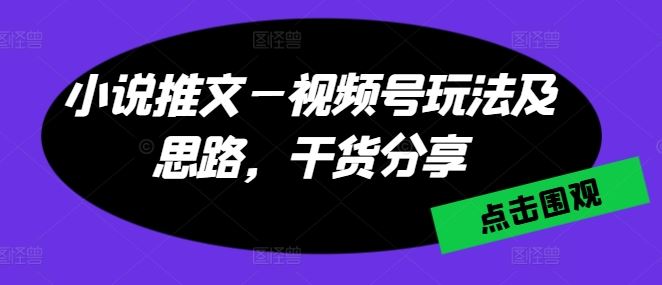 小说推文—视频号玩法及思路，干货分享-泡芙轻资产网创