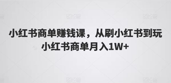 小红书商单赚钱课，从刷小红书到玩小红书商单月入1W+-泡芙轻资产网创