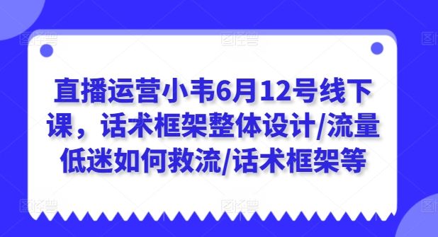 直播运营小韦6月12号线下课，话术框架整体设计/流量低迷如何救流/话术框架等-泡芙轻资产网创