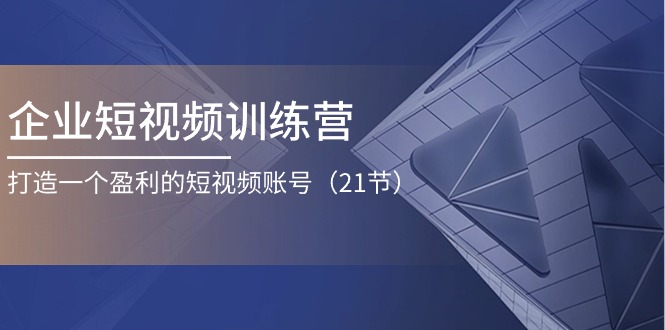 （11278期）企业短视频训练营：打造一个盈利的短视频账号（21节）-泡芙轻资产网创