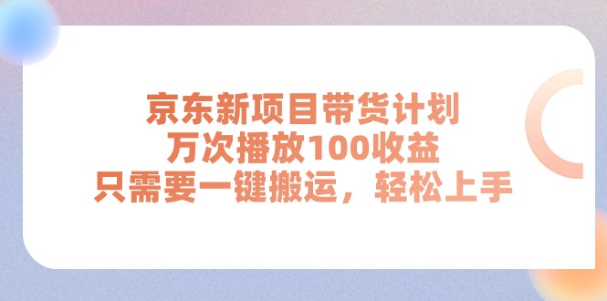 （11300期）京东新项目带货计划，万次播放100收益，只需要一键搬运，轻松上手-泡芙轻资产网创