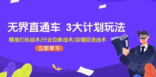 无界直通车3大计划玩法，精准打标战术/行业拉新战术/店铺回流战术-泡芙轻资产网创