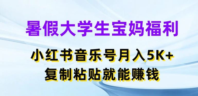 暑假大学生宝妈福利，小红书音乐号月入5000+，复制粘贴就能赚钱【揭秘】-泡芙轻资产网创