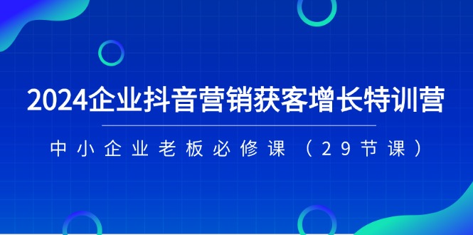 （11349期）2024企业抖音-营销获客增长特训营，中小企业老板必修课（29节课）-泡芙轻资产网创