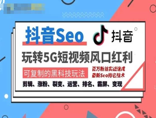 抖音SEO引流培训课程-抓住抖音风口，实现搜索排名，获取精准流量，快速成交变现-泡芙轻资产网创