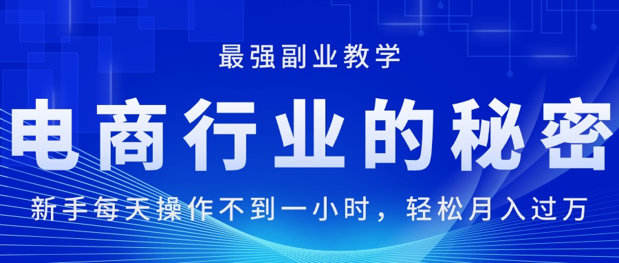 （11427期）电商行业的秘密，新手每天操作不到一小时，月入过万轻轻松松，最强副业…-泡芙轻资产网创