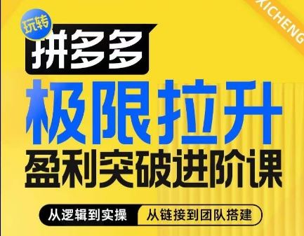 拼多多极限拉升盈利突破进阶课，​从算法到玩法，从玩法到团队搭建，体系化系统性帮助商家实现利润提升-泡芙轻资产网创