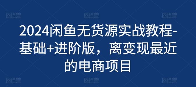2024闲鱼无货源实战教程-基础+进阶版，离变现最近的电商项目-泡芙轻资产网创