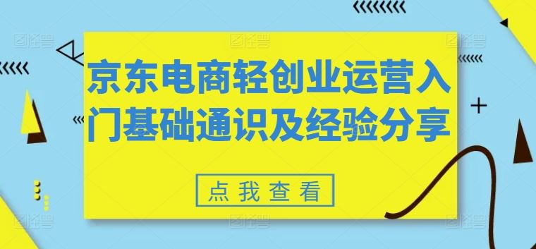 京东电商轻创业运营入门基础通识及经验分享-泡芙轻资产网创
