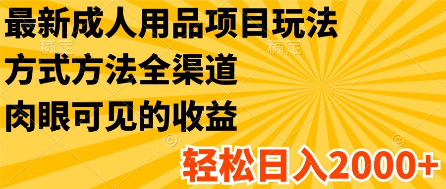 最新成人用品项目玩法，方式方法全渠道，肉眼可见的收益，轻松日入2000+-泡芙轻资产网创