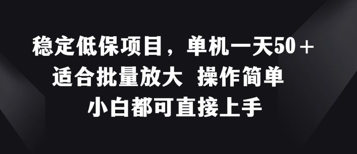 稳定低保项目，单机一天50+适合批量放大 操作简单 小白都可直接上手【揭秘】-泡芙轻资产网创