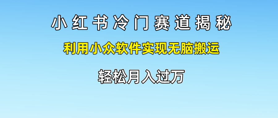 小红书冷门赛道揭秘,利用小众软件实现无脑搬运，轻松月入过万-泡芙轻资产网创