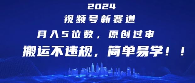 2024视频号新赛道，月入5位数+，原创过审，搬运不违规，简单易学【揭秘】-泡芙轻资产网创