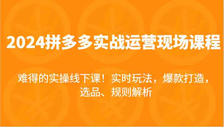 2024拼多多实战运营现场课，实时玩法，爆款打造，选品、规则解析，难得的实操线下课！-泡芙轻资产网创