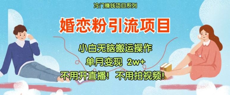 小红书婚恋粉引流，不用开直播，不用拍视频，不用做交付【揭秘】-泡芙轻资产网创