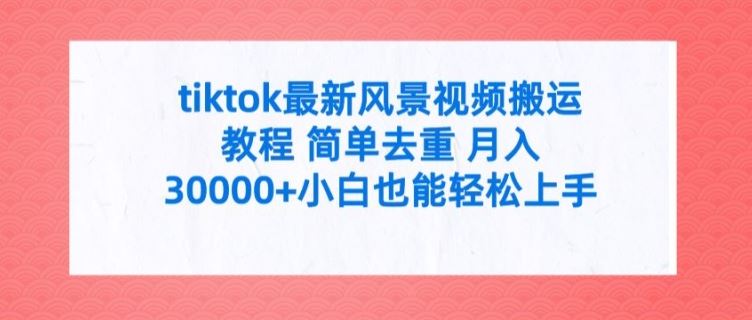 tiktok最新风景视频搬运教程 简单去重 月入3W+小白也能轻松上手【揭秘】-泡芙轻资产网创