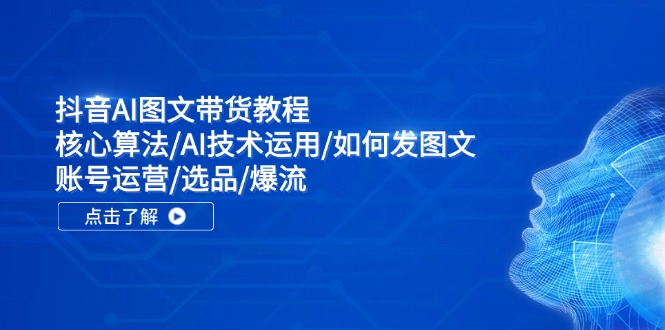 抖音AI图文带货教程：核心算法/AI技术运用/如何发图文/账号运营/选品/爆流-泡芙轻资产网创