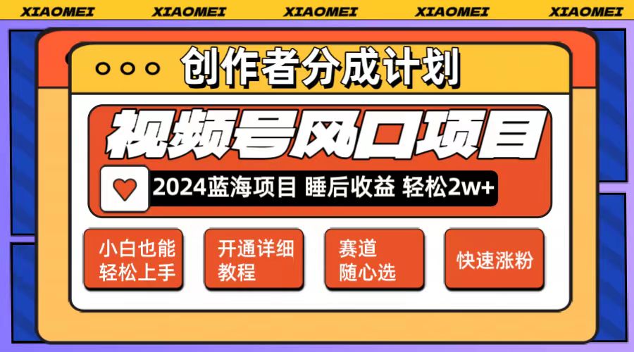 （12084期）微信视频号大风口项目 轻松月入2w+ 多赛道选择，可矩阵，玩法简单轻松上手-泡芙轻资产网创