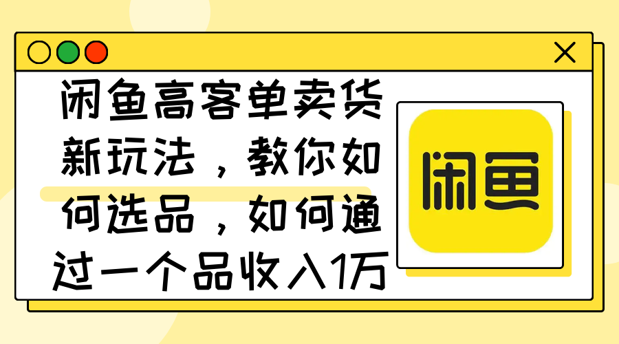 （12387期）闲鱼高客单卖货新玩法，教你如何选品，如何通过一个品收入1万+-泡芙轻资产网创