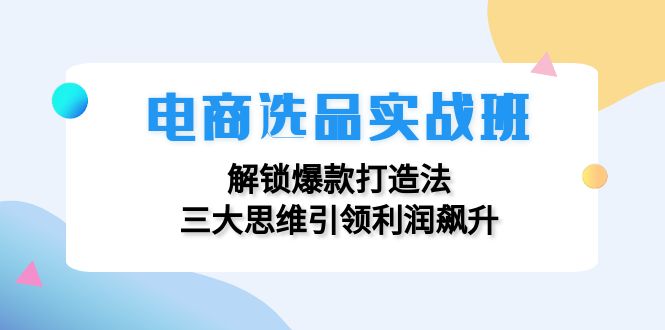 （12398期）电商选品实战班：解锁爆款打造法，三大思维引领利润飙升-泡芙轻资产网创