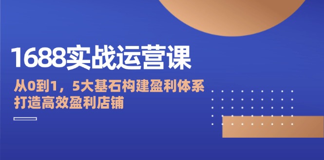 （12482期）1688实战运营课：从0到1，5大基石构建盈利体系，打造高效盈利店铺-泡芙轻资产网创