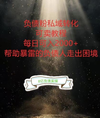 负债粉掘金计划，帮助负债者解决问题，债务规划，债务重组，最好的变现方式【揭秘】-泡芙轻资产网创