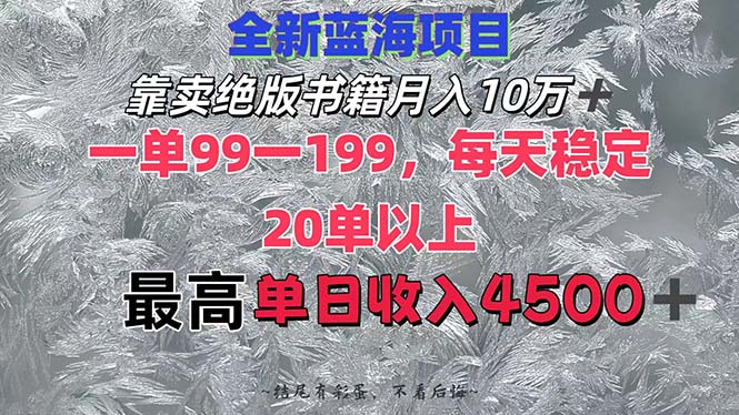 （12512期）靠卖绝版书籍月入10W+,一单99-199，一天平均20单以上，最高收益日入4500+-泡芙轻资产网创