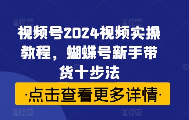 视频号2024视频实操教程，蝴蝶号新手带货十步法-泡芙轻资产网创