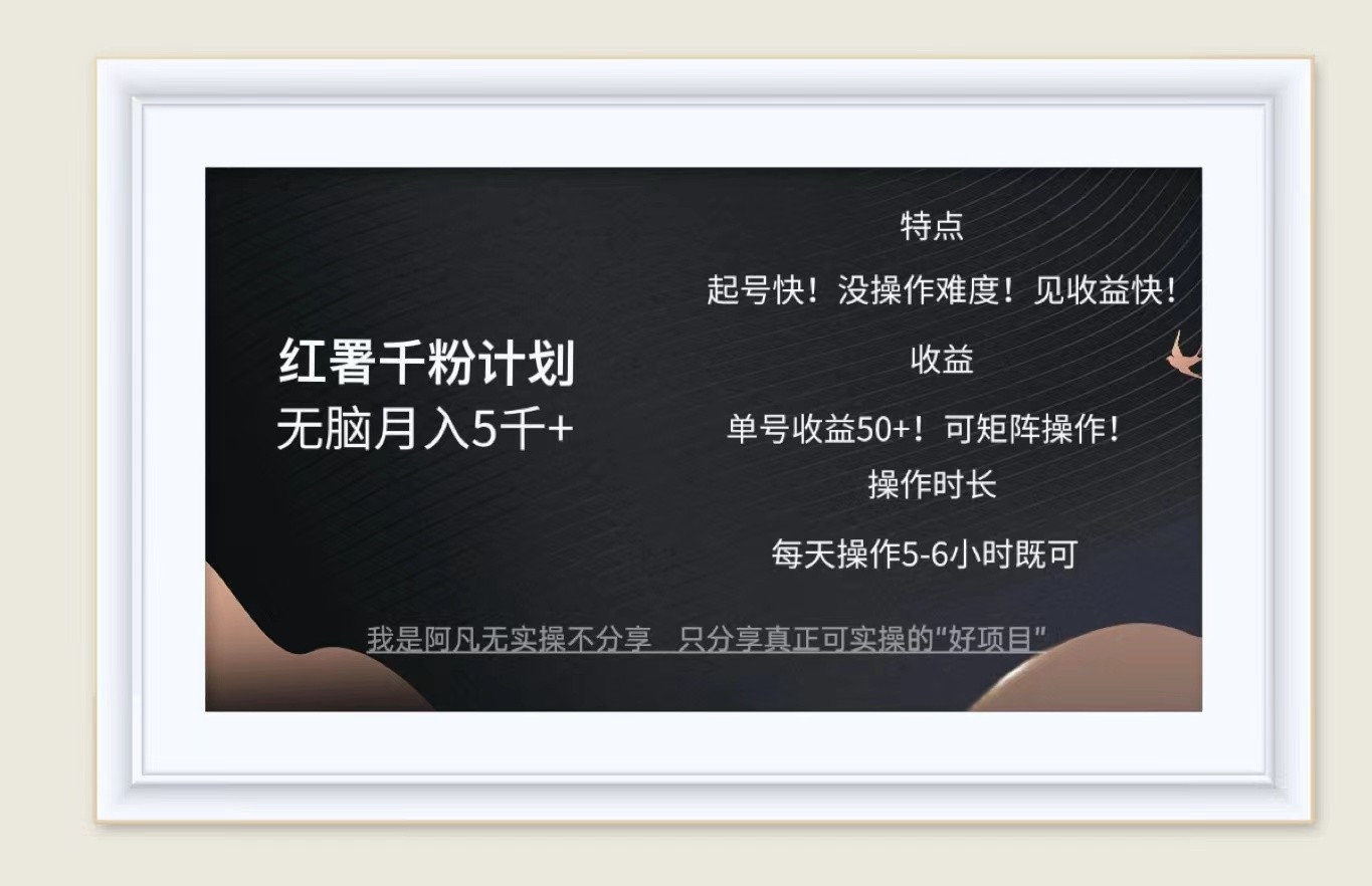 红薯千粉计划无脑月入5千+！既做既赚！-泡芙轻资产网创