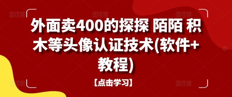 外面卖400的探探 陌陌 积木等头像认证技术(软件+教程)-泡芙轻资产网创