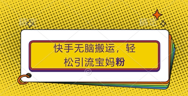 快手无脑搬运，轻松引流宝妈粉，纯小白轻松上手【揭秘】-泡芙轻资产网创