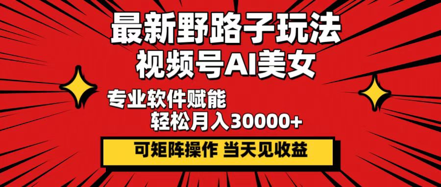 （12798期）最新野路子玩法，视频号AI美女，当天见收益，轻松月入30000＋-泡芙轻资产网创