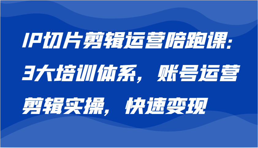 IP切片剪辑运营陪跑课，3大培训体系：账号运营 剪辑实操 快速变现-泡芙轻资产网创