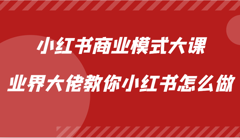 小红书商业模式大课，业界大佬教你小红书怎么做【视频课】-泡芙轻资产网创