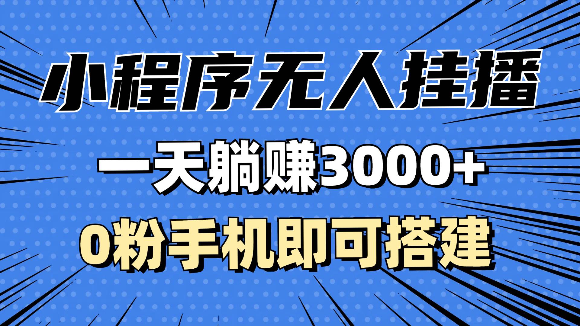 （13209期）抖音小程序无人挂播，一天躺赚3000+，0粉手机可搭建，不违规不限流，小…-泡芙轻资产网创