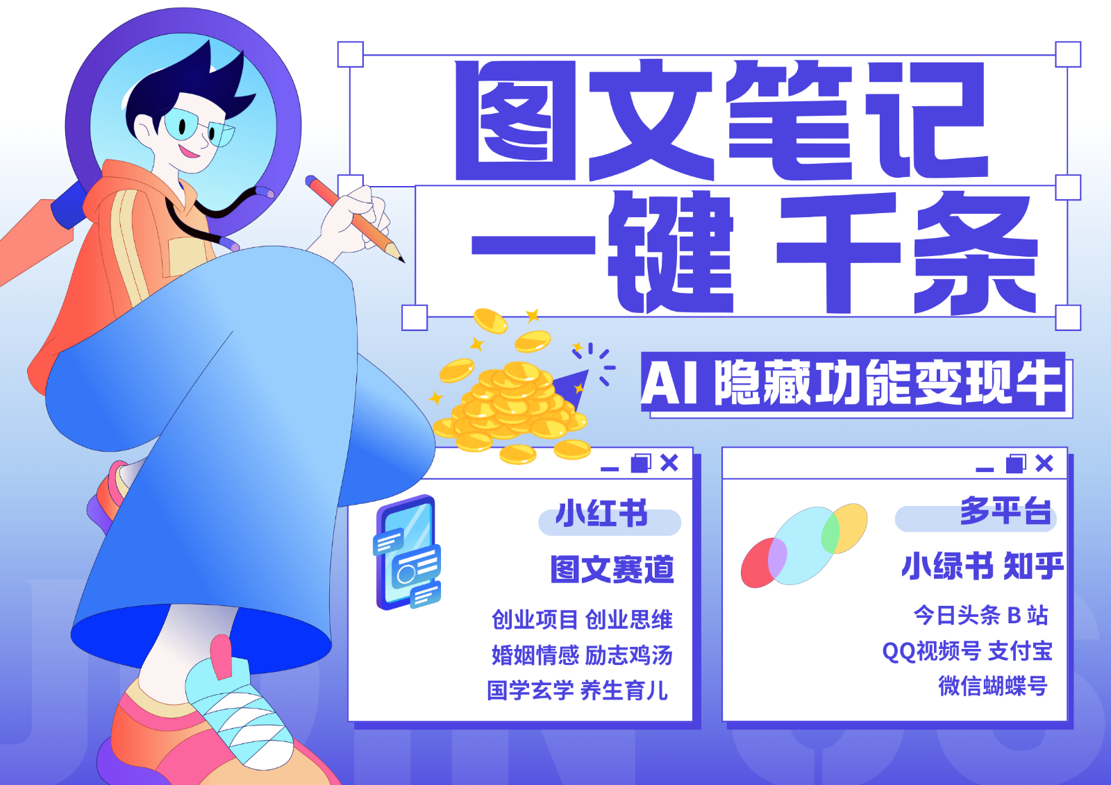 1键生成数千条图文 创业国学 秒生笔记 小红书小绿书图文 轻松引流 变现30000+-泡芙轻资产网创