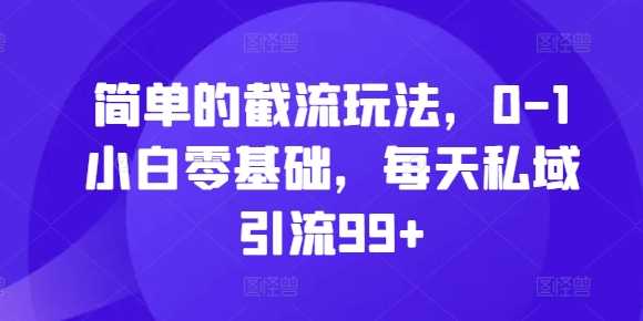 简单的截流玩法，0-1小白零基础，每天私域引流99+【揭秘】-泡芙轻资产网创