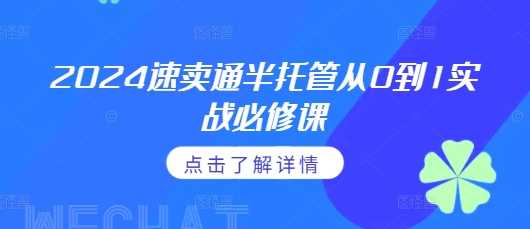 2024速卖通半托管从0到1实战必修课，掌握通投广告打法、熟悉速卖通半托管的政策细节-泡芙轻资产网创