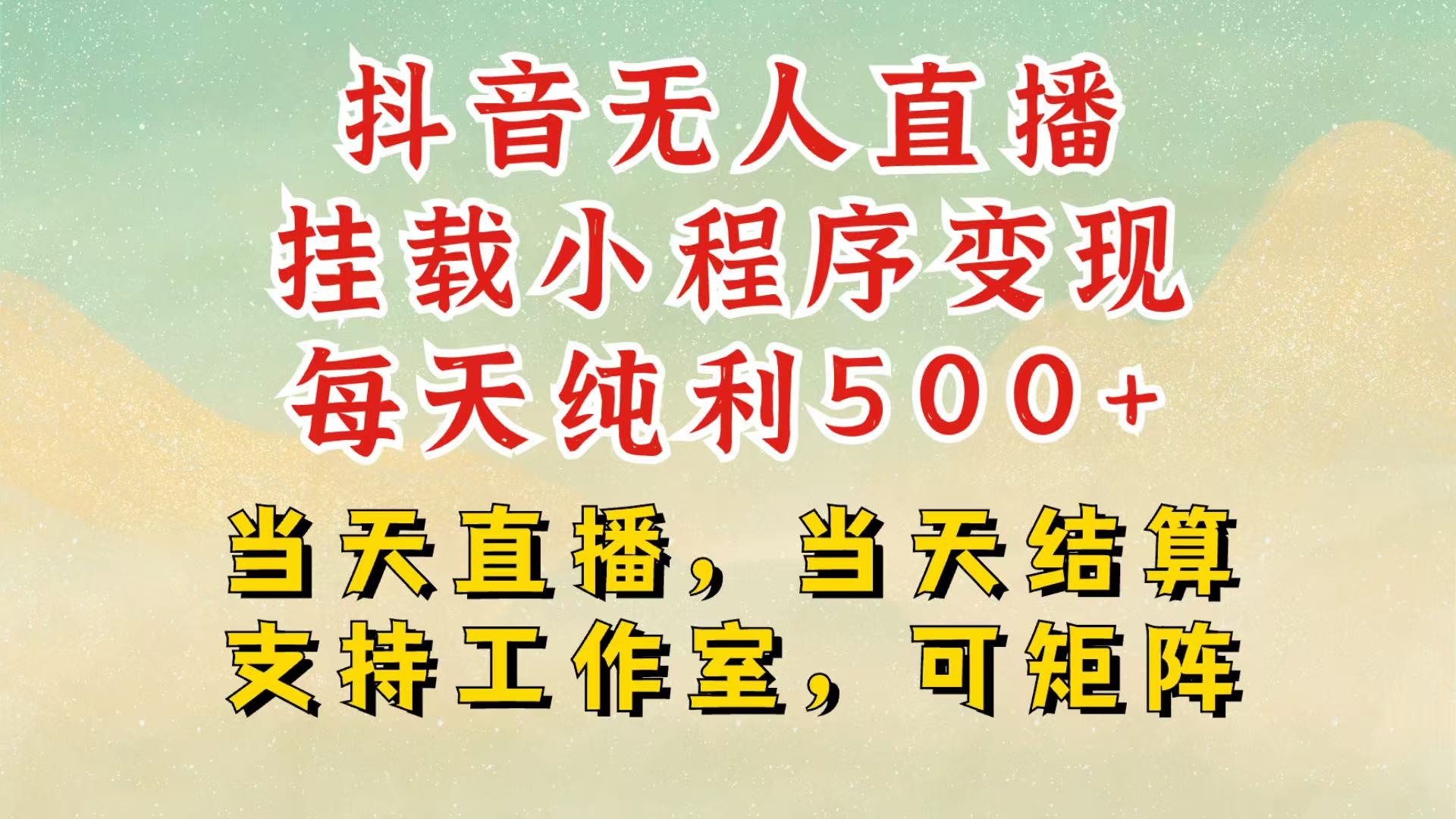 抖音无人挂机项目，轻松日入500+,挂载小程序玩法，不违规不封号，有号的一定挂起来-泡芙轻资产网创